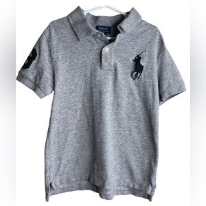 POLO RALPH LAUREN: Gray Polo Shirt with Large Pony Logo, Size 7